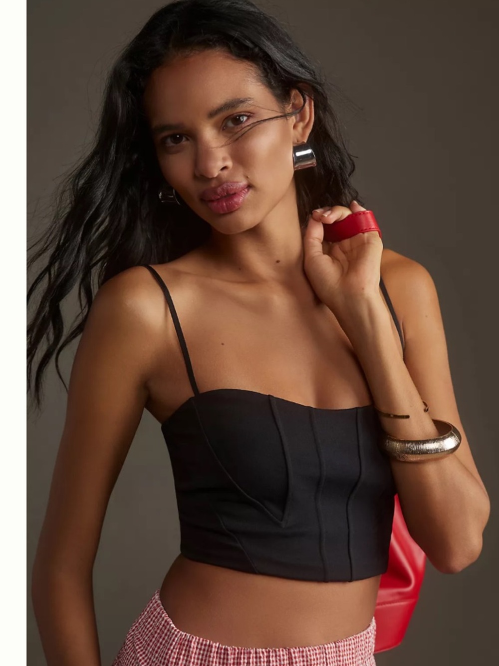 Anthropologie Black Cropped Bustier Tank Top